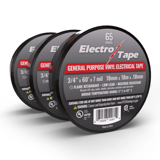 #65  7mil  3/4"x66'  Black General Purpose Electrical tape
