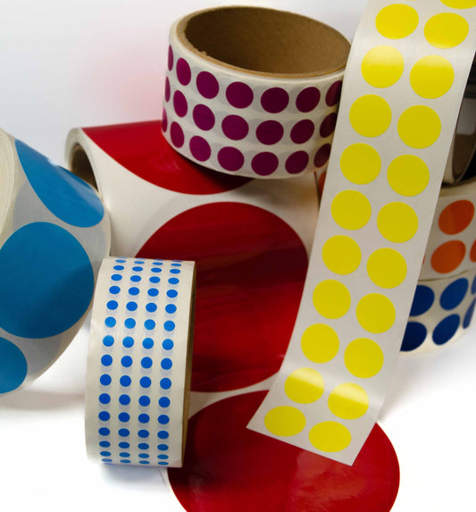 Colored Vinyl Tape Dots on a roll